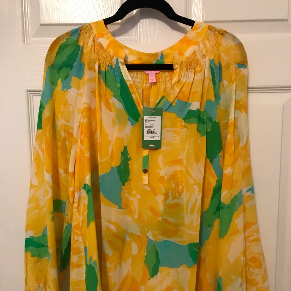 XL Yellow Floral Elsa Blouse